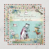 Sip & See  Alice in Wonderland Baby shower Kaart (Voorkant / Achterkant)