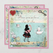 Sip & See  Alice in Wonderland Baby shower Kaart (Voorkant / Achterkant)