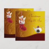 Sip & See Baby in het kerststouwende Baby shower Kaart (Voorkant / Achterkant)