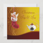 Sip & See Baby in het kerststouwende Baby shower Kaart (Voorkant)