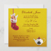 Sip & See Baby in het kerststouwende Baby shower Kaart (Achterkant)