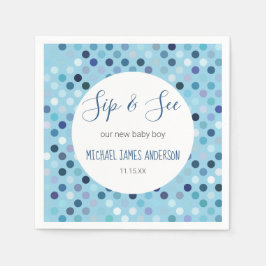Sip & See Baby Jongen Douche Blauwe Polka Dots Servet