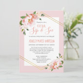 Sip & See Baby Meisje Blush Roze Virtual Baby show Kaart (Staand voorkant)