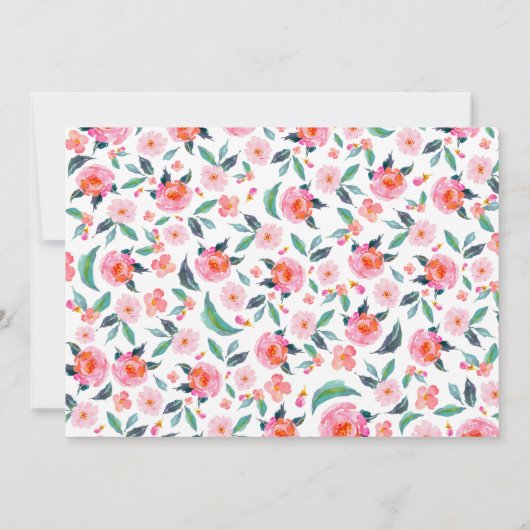 Sip & See Baby Meisje Foto Roze Bloemen Baby showe Kaart (Achterkant)