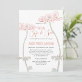 Sip & See Blush Roze Baby Meisje Virtual Baby show Kaart (Staand voorkant)