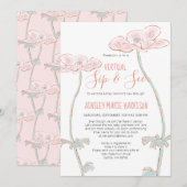 Sip & See Blush Roze Baby Meisje Virtual Baby show Kaart (Voorkant / Achterkant)