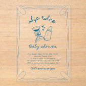 Sip & see boy acryl baby shower uitnodiging (Voorkant)