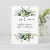 Sip see boy baby shower geslachtsneutrale eucalypt kaart (Staand voorkant)