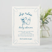 Sip & see boy baby shower kaart (Staand voorkant)