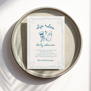 Sip & see boy baby shower kaart