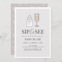 Sip & See Champagnefles Grijs Baby shower