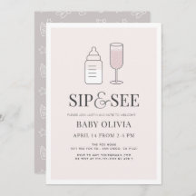 Sip & See Champagnefles Roze Baby shower