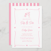 Sip & See Champagnefles Whimsical Pink Girl Kaart (Voorkant / Achterkant)