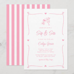 Sip & See Champagnefles Whimsical Pink Girl Kaart