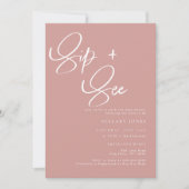 Sip & See Dusty Pink/Roos Bohemian Baby Invitation Kaart (Voorkant)