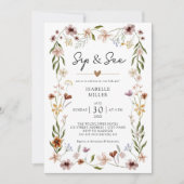 Sip & See Elegant Wildflower Roze Baby Meisje Kaart (Voorkant)