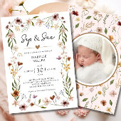 Sip & See Elegant Wildflower Roze Baby Meisje Kaart