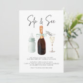 Sip & See Elegante Waterverf Groene Baby Jongen Kaart (Staand voorkant)