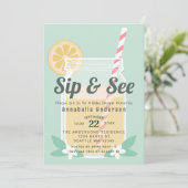 Sip & See Lemonade Mason Jar Baby shower Kaart (Staand voorkant)