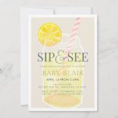 Sip & See Lemonade Mason Jar Beige Baby shower Kaart (Voorkant)