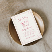 Sip & see meisje baby shower kaart