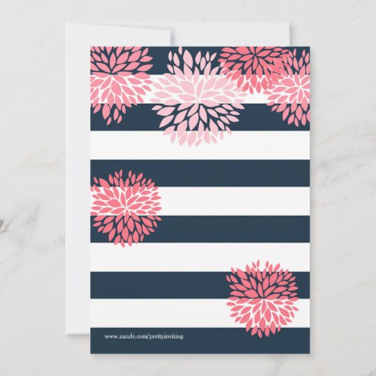 Sip & See Navy blauw en roze glitter Baby shower Kaart (Achterkant)