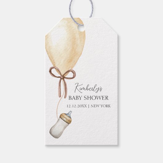 Sip & See Simple Boho Balloon Bottle Baby shower Cadeaulabel (Voorkant)