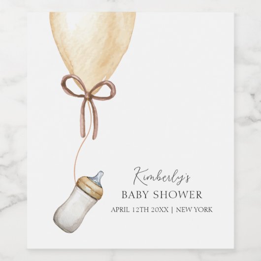 Sip & See Simple Boho Balloon Bottle Baby shower Wijn Etiket (Enkel label)