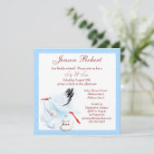 Sip & See Stork Delivery Baby Blue Baby shower Kaart (Staand voorkant)