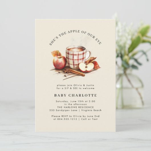 Sip & See Waterverf Baby shower Uitnodiging (Staand voorkant)