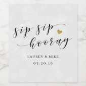 Sip Sip Hoera Bruidsfeest Bruiloft Wijn Etiket (Enkel label)