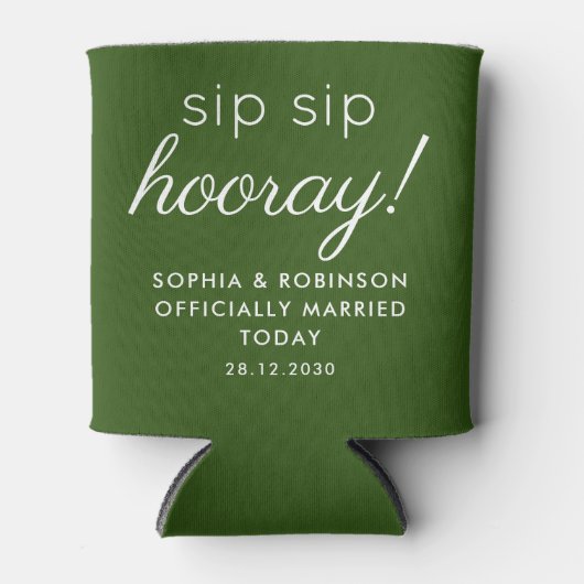 Sip Sip Hoera Huwelijksgunst Forest Green Funny Blikjeskoeler (Voorkant)