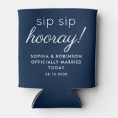 Sip Sip Hoera Huwelijksgunst Navy Blue Funny Blikjeskoeler (Voorkant)
