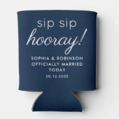 Sip Sip Hoera Huwelijksgunst Navy Blue Funny Blikjeskoeler (Achterkant)