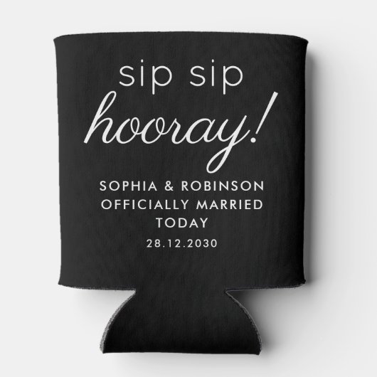 Sip Sip Hoera Huwelijksgunst Zwart Grappig Blikjeskoeler (Achterkant)