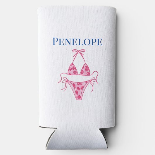 Sip Sip Hoera Roze Bikini vrijgezellenfeest Seltzer Blikjeskoeler (Achterkant)