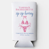 Sip Sip Hoera Roze Bikini vrijgezellenfeest Seltzer Blikjeskoeler (Voorkant)