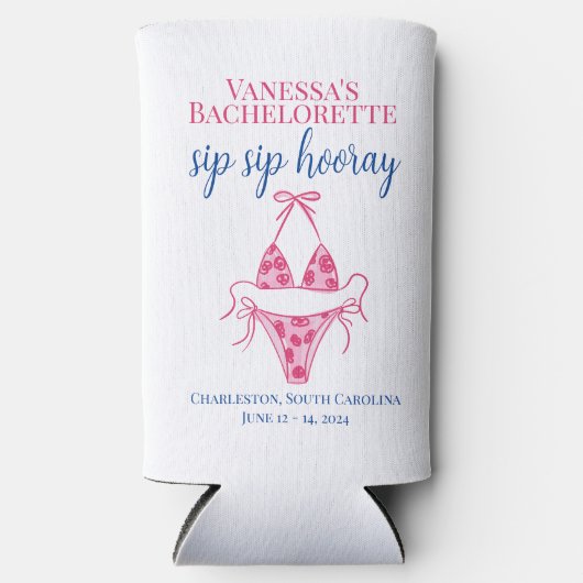Sip Sip Hoera Roze Bikini vrijgezellenfeest Seltzer Blikjeskoeler (Voorkant)