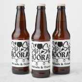 Sip Sip Hoera Typografie Cute Zwart Wit Bruiloft Bier Etiket (Flessen)