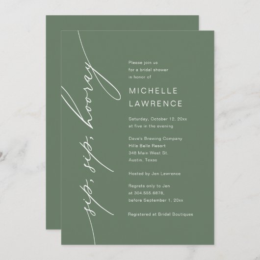 SIP, SIP, Hoera, Vrijgezellenfeest feestviering Kaart (Voorkant / Achterkant)