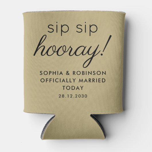 Sip Sip Hoera Wedding Favoriet Zand Ecru Grappig Blikjeskoeler (Voorkant)