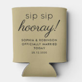 Sip Sip Hoera Wedding Favoriet Zand Ecru Grappig Blikjeskoeler (Achterkant)