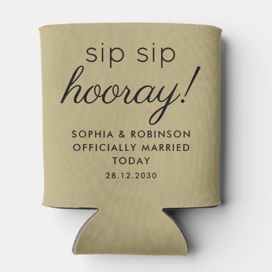 Sip Sip Hoera Wedding Favoriet Zand Ecru Grappig Blikjeskoeler (Achterkant)