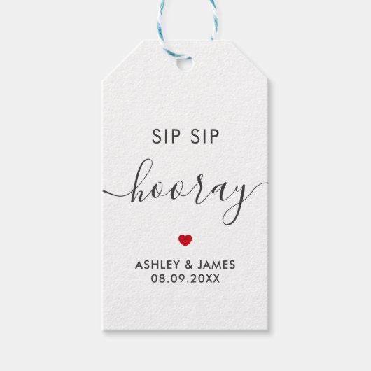 Sip Sip Hoeraa Labels, Trouwcadeau Label, Cadeaulabel (Voorkant)