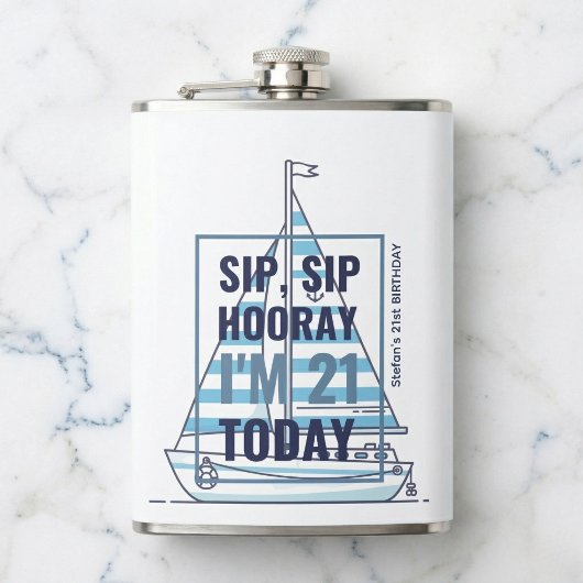 Sip Sip Hoeraa Nautisch 21e Verjaardag Heupfles