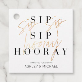 Sip Sip Hoooray Black White en Gold Modern Favor Bedankjes Labels