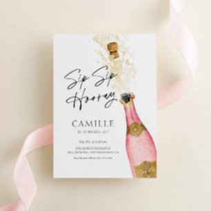 Sip Sip Hooray 21e verjaardag champagne uitnodigin Kaart