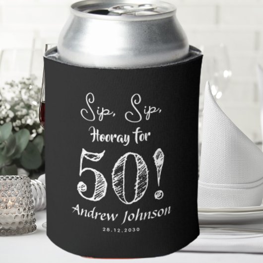 Sip Sip Hooray 50 Happy Birthday Funny Celebration Blikjeskoeler