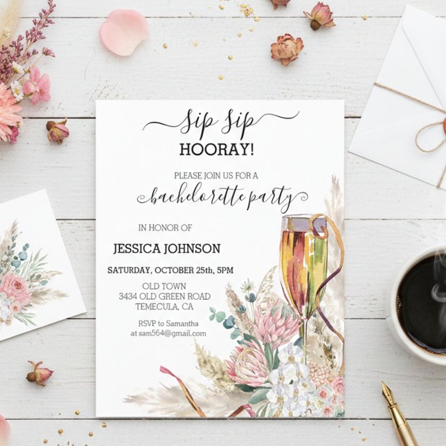 Sip Sip Hooray Bachelorette Party Champagne Boho (Creator heeft geüpload)