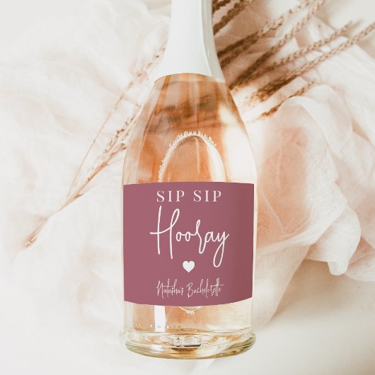 Sip Sip Hooray Bachelorette Party Favor Sparkling Wijnetiket